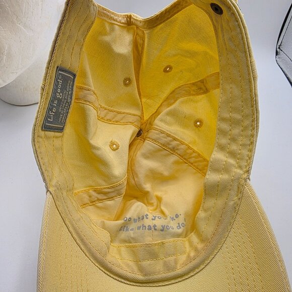 Life Is Good Yellow Baseball Cap Hat Adirondack Chair Design Adjustable Beach - Picture 8 of 9